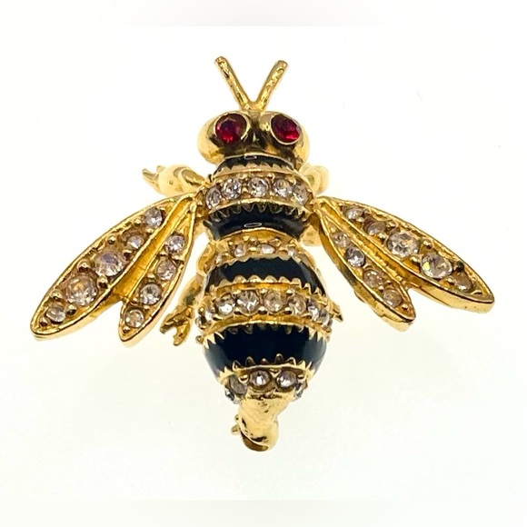 Signed MMA British Collection 24K Gold Plated Faberge Bumble Bee Brooch Pin - Picture 11 of 11